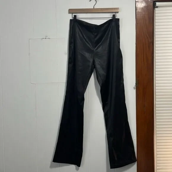 Wrapper Y2K faux leather black zipper front pants 11/12 - Picture 1 of 5